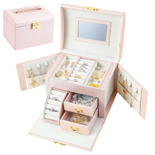 GASVAHA Jewelry Box Organizer - Jewelry Boxes for Women Jewelry Organizer Box with Mirror and Lock, Large Jewelry Box Portable Travel Jewelry Case for Earrings Bracelets Rings Necklace GASVAHA Jewelry Box Organizer - Jewelry Boxes for Women Jewelry Organizer Box with Mirror and Lock, Large Jewelry Box Portable Travel Jewelry Case for Earrings Bracelets Rings Necklace