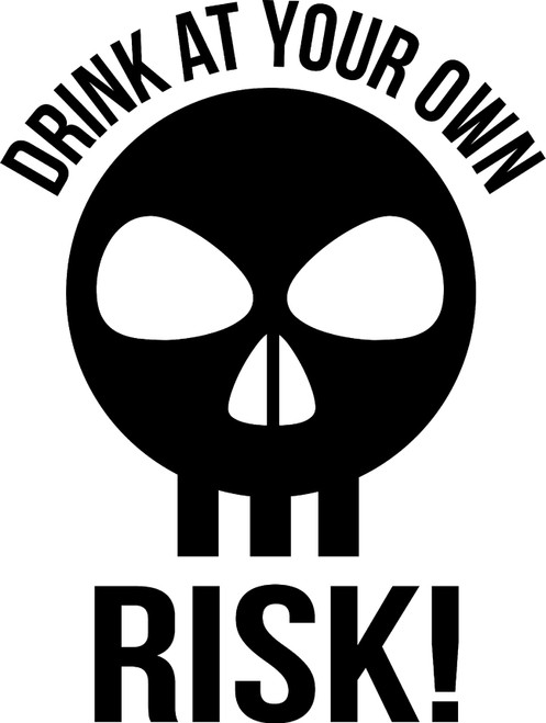 Drink at Your Own Risk Skull Halloween Party Fun Alcohol Drinking Wall Decals for Walls Peel and Stick Wall Art murals Black Medium 18 Inch