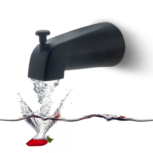 COXOVAY Slip Fit Tub Spout with Pull-Up Diverter for 1/2" Copper Tube Replacement Tub Spout, Matte Black, COTSB2