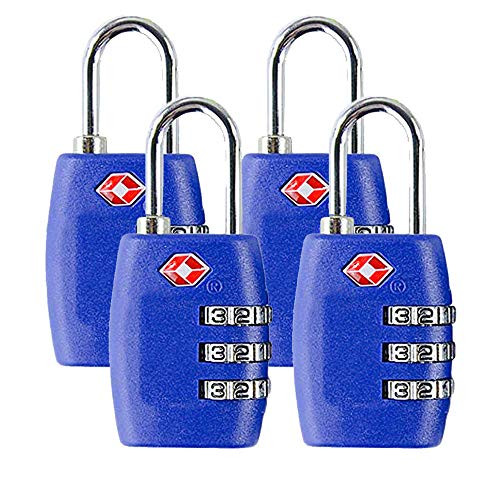 TSA Luggage Locks (4Pack) - 3 Digit Combination Padlocks - Approved Travel Lock for Suitcases & Baggage (Dark Blue) TSA Luggage Locks (4Pack) - 3 Digit Combination Padlocks - Approved Travel Lock for Suitcases & Baggage (Dark Blue)