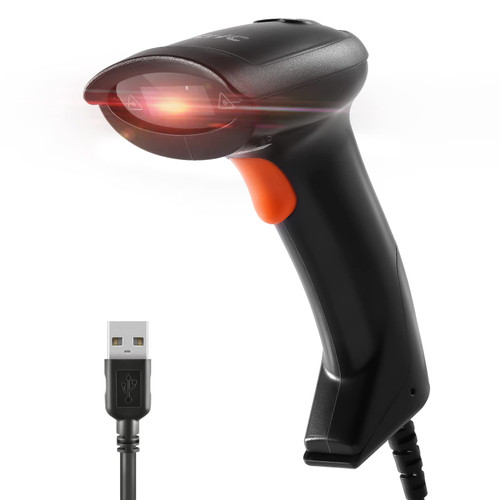 JRHC USB Laser Barcode Scanner 1D Wired Handheld Bar Code Scanner for Mobile Payment, Convenience Store, Supermarket, Warehouse