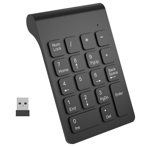 GRACETOP 18 Keys Numeric Keypad 2.4G Wireless Keyboard Mini Portable USB Number Pad Financial Accounting Keypad with USB Receiver Wireless 10 Keys for Laptop Desktop PC Black