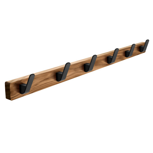XSJHJDR Coat Hooks, Wall Mounted Coat Rack, Walnut Wood Coat Rack with 6 Hooks for Hanging Clothes, Towels, Backpacks, Keys, Wooden Coat Hooks (23.6 Inches)