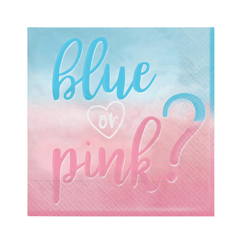 Amscan The Big Reveal Napkins - 6 1/2' x 6 1/2' | Blue & Pink | 16 Pcs.