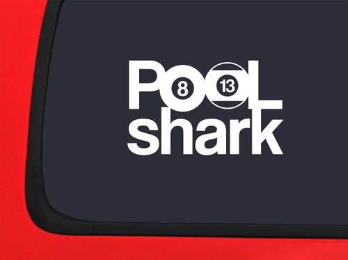 Car Sticker Pool Shark Funny Billiards Game Cue Stick Balls Rack Solid Stripe Car Window Decal Sticker White 7 Inch