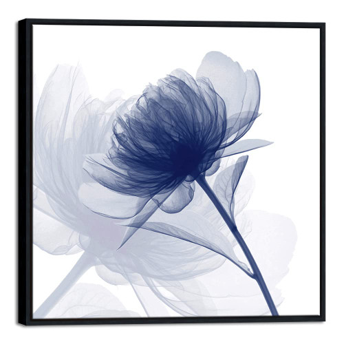 Wieco Art Framed Wall Art Blue Flickering Flower Abstract Canvas Art Large Floral Pictures Prints on Canvas Modern Artwork for Living Room Decoration Bedroom Home Decor