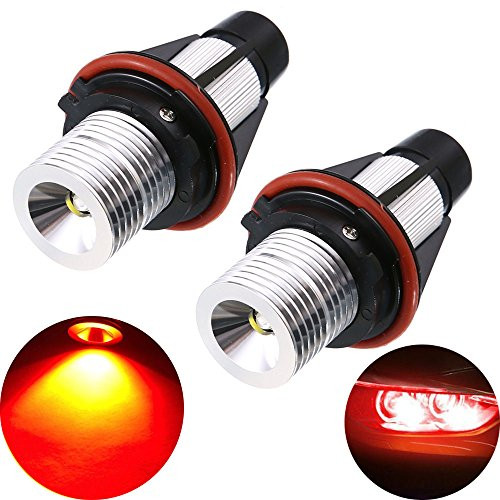 2Pcs Red BMW Angel Eyes Halo Ring Marker Light Bulb CREE Led Headlight 5W 6000K 720Lm for BMW 1 5 6 7 Series X3 X5 (Fit E39 E53 E60 E63 E64 E65 E66 E83 E87)