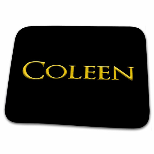 3dRose Coleen cool girl baby name in the USA. Yellow on black... - Dish Drying Mats (ddm-362411-1)