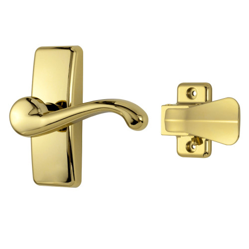 Ideal Security GL Lever Handle Set for Storm Doors and Screen Doors, Bright Brass