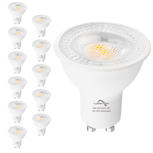 LumStory 12-Pack GU10 LED Bulb 3000K Warm White, Dimmable GU10 Base Two Prong Spot Light Bulb 6W 600LM, 50W 60W Led Halogen Replacement Bulb for Track Lighting Recessed Lighting LumStory 12-Pack GU10 LED Bulb 3000K Warm White, Dimmable GU10 Base Two Prong Spot Light Bulb 6W 600LM, 50W 60W Led Halogen Replacement Bulb for Track Lighting Recessed Lighting