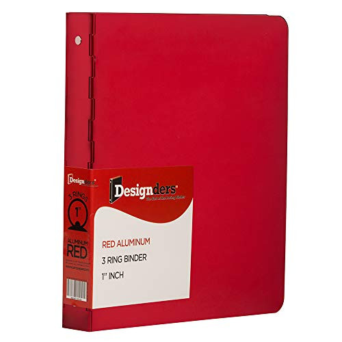 JAM PAPER Aluminium 1 inch Binders - Red Aluminum 3 Ring Binder - Sold Individually