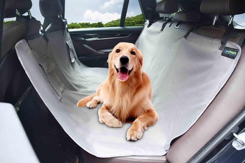 GOOPAWS Dog Car Seat Cover, Waterproof Dog Hammock for Car, Scratchproof Travel Car Bed Back Seat Cover for Pets, with Storage Pocket for Car SUV Truck (Grey, 57" L x 56" W (Hammock))