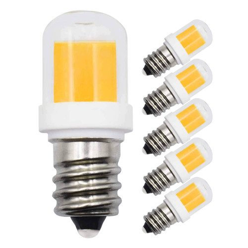 TRIJZHOU 5 Pack E12 Chandelier Led Light Bulb 2W Equivalent to 20W Warm White 3000K 250lm AC 110V 120V C7 Edison Base Clear Glass Small for Ceiling Fan Bedroom Salt Lighthouse Chandelier Lamp