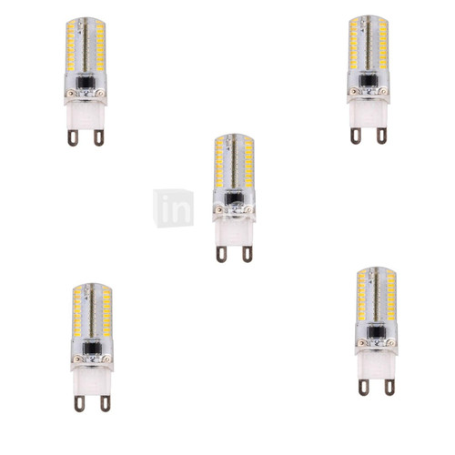 LED Lamp G4/G9/E12/BA15D LED Corn Lights 4W T 80 SMD 3014 300 Lm Warm White/Cool White AC 100-130 V 5Pcs (Color : Warm White, Size : G9)