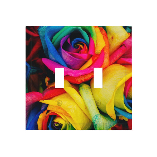 Rainbow Rose 2 Gang Toggle Light Switch Wall Plate 4.9" x 5" Double Switch Cover Unbreakable Polycarbonate Thermoplastic Double Toggle Wall Plate for Light Switches Outlet Covers