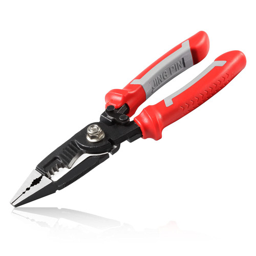 LEONTOOL 6 In 1 Multifunctional Electrician Pliers 8 Inch Heavy Duty Long Nose Pliers with Wire Stripper Crimper Cutter Needle Nose Pliers for Electrical Wiring Work Industrial or Household