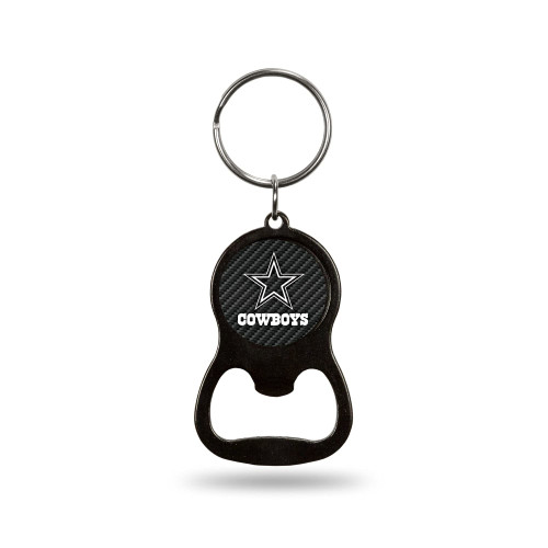 Rico Industries NFL Football Carolina Panthers Carbon Fiber Metal Keychain - Beverage Bottle Opener With Key Ring - Pocket Size
