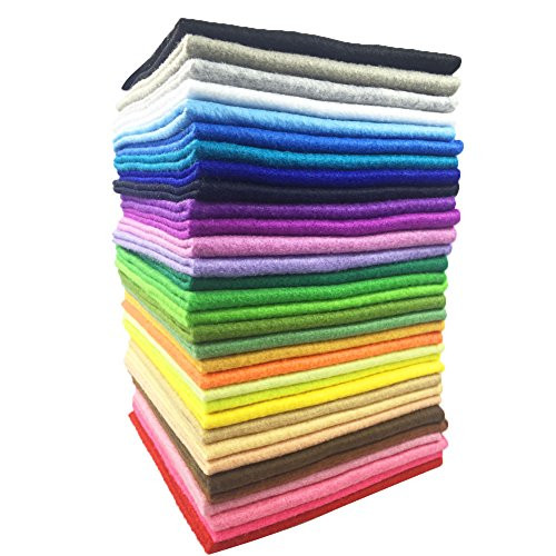 Soft Felt Fabric Squares Sheets, 40 Assorted Candy Colors for Craft, Non Woven Patchwork Sheet Pack 40pcs 8" x 12"(20 cm x 30 cm) 1.4mm Thickness