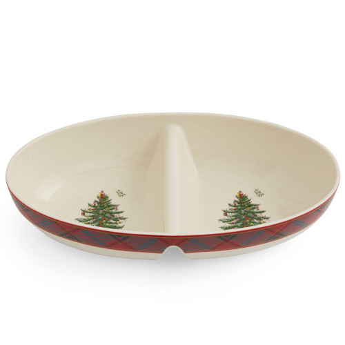 Spode Christmas Tree Tartan Divided Dish with Christmas Tree Motif | Round 13 Inch Divided Serving Tray for Appetizers, Dinner Parties, and Events | Made from Fine Porcelain | Dishwasher Safe Spode Christmas Tree Tartan Divided Dish with Christmas Tree Motif | Round 13 Inch Divided Serving Tray for Appetizers, Dinner Parties, and Events | Made from Fine Porcelain | Dishwasher Safe