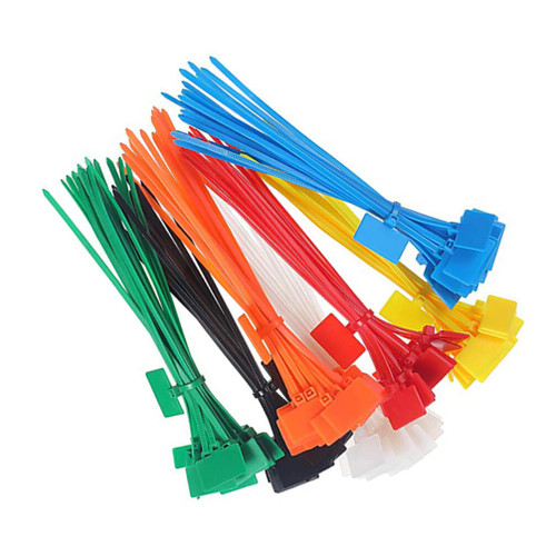 NUOBESTY 250pcs Nylon Cable Ties Tag Labels Plastic Nylon Cable Ties Plastic Straps Label Markers Cable Tag Wire Zip Ties Cable Mark Tags(Random Color)