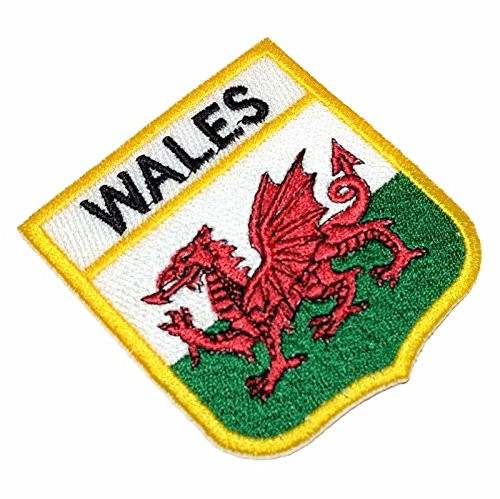 BEIN026 Wales Shield Flag Emblem Embroidered Patch Iron or Sew