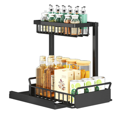 Under Sink Organizer, Pull Out Cabinet Organizer 2 Tier Slide Out Sink Shelf Cabinet Storage Shelves, Under Cabinet Storage Multi-Use for for Kitchen Bathroom Sink Cabinet