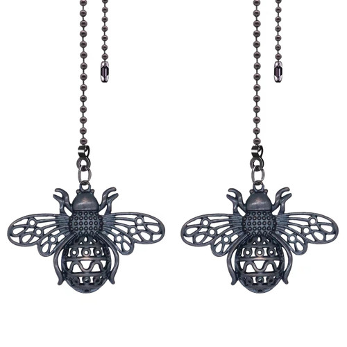 Dotlite Bronze Queen Bee Ceiling Fan Pull Chain Vintage Hollow Fan Danglers,14in Decorative Fan String Pulls Charm Extension,3mm Diameter Beaded Fan Pull Chains Extender Ornaments with Connector