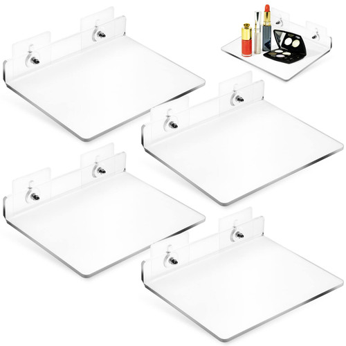 Cabilock 4PCS Clear Acrylic Shelves for Storage Small Wall Shelf Floating Wall Ledge Bookshelf Floating Shelves Wall Mounted for Bedroom, Living Room, Bathroom, Kitchen Cabilock 4PCS Clear Acrylic Shelves for Storage Small Wall Shelf Floating Wall Ledge Bookshelf Floating Shelves Wall Mounted for Bedroom, Living Room, Bathroom, Kitchen