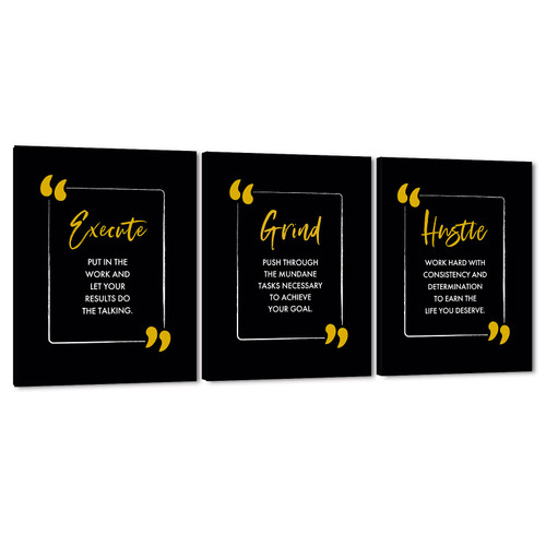 Hustle Grind Execution Inspirational Canvas Wall Art, Motivational Quotes Canvas Wall Art, Positive Quotes Art Framed Poster, Inspiring Quotes Canvas Prints for Home Office Wall Decor 12"x18"x3Pcs Hustle Grind Execution Inspirational Canvas Wall Art, Motivational Quotes Canvas Wall Art, Positive Quotes Art Framed Poster, Inspiring Quotes Canvas Prints for Home Office Wall Decor 12"x18"x3Pcs