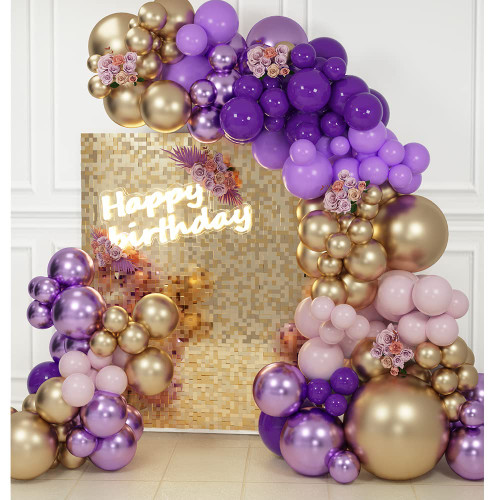 142Pcs Purple Balloons Garland Arch Kit Light Pastel Purple Gold Balloons Latex Metallic Balloons for Women Birthday Baby Shower Wedding Party Decorations Supplies 142Pcs Purple Balloons Garland Arch Kit Light Pastel Purple Gold Balloons Latex Metallic Balloons for Women Birthday Baby Shower Wedding Party Decorations Supplies