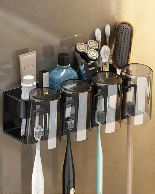 BIANKO Toothbrush Storage Hanging Toothbrush Holder Toothbrush Holder with Cup Toothpaste Holder Wall Mounted Toothbrush Holder Wall Toothbrush Toothpaste Holder (Black) BIANKO Toothbrush Storage Hanging Toothbrush Holder Toothbrush Holder with Cup Toothpaste Holder Wall Mounted Toothbrush Holder Wall Toothbrush Toothpaste Holder (Black)