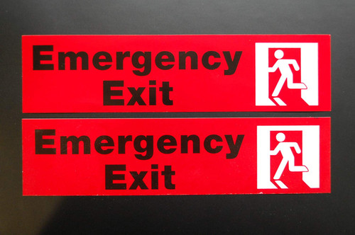 (2 Pack) Emergency Exit Sticker Vinyl Decal Sign 8" X 2" Self Adhesive Indoor Outdoor (X2PS41)
