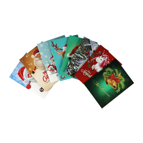 Christmas Greeting Card Holiday Greeting Cards Kits DIY Diamond Painting Cards Xmas Cards Christmas Diamond Cards Handmade Christmas Gift, 8pcs