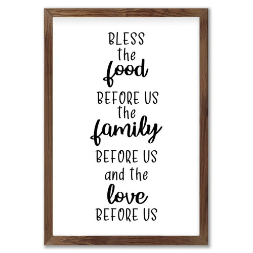 Bless The Food before Us The Family Sign Rustic Wooden Framed Sign Farmhouse Framed Religious Wall Decor Plaque for Bathroom 8x12 inch Vintage Inspiration Quote Sign for Teachers door hanger sign