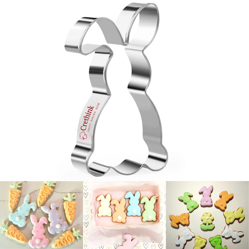 Crethinkaty Easter Cookie Cutter-1 Pcs Bunny Shaped Stainless Steel Cookie Cutter,Rabbit Cookie Mold for Easter.