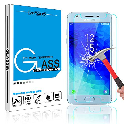 Galaxy J3 2018 Screen Protector, Venoro Galaxy J3 Express Prime J337A/J3 Prime 2 J337T/J3 Emerge 2018 Tempered Glass Screen Protector for Samsung Galaxy Amp Prime 3 (1 Pack)
