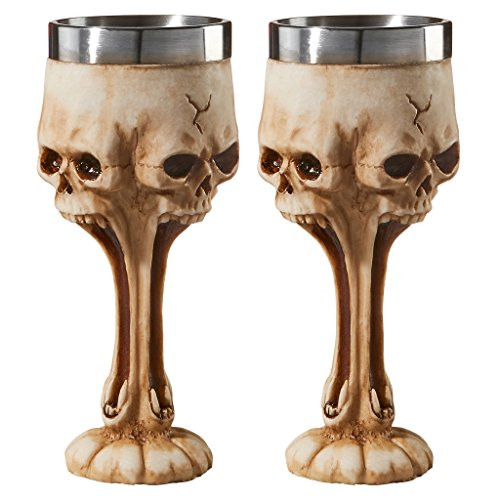 Design Toscano Gothic Scare Skull Goblet: Set of Two