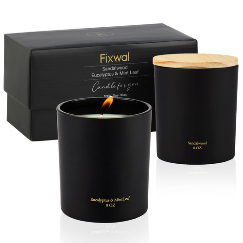 Fixwal 2 Pack Scented Candles for Home, 16oz Natural Soy Candles Gifts for Men&Women, Scented Aromatherapy Candles Soy Wax Glass Jar Candles