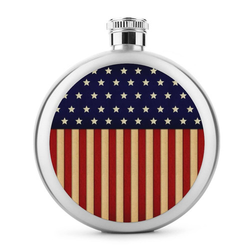 American Glory Flag Stainless Steel Liquor Hip Flask 5OZ For Wine Drink Round Pocket Portable Funny Print