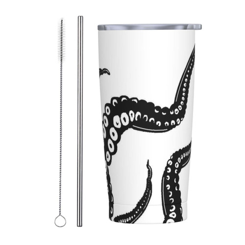 Octopus Tentacles Printed 20 Oz Stainless Steel Tumbler Mug With Lids And Straws Vacuum Insulated Travel Mug Coffee Cups For Cold Hot Drinks