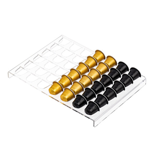 SUMERFLOS Coffee Pod Storage Organizer Tray Drawer, Holds 42 Capsules Compatible with Nespresso original pods Insert for Kitchen Home Office Capsule Drawer Capsule Holder and Organizer - Clear