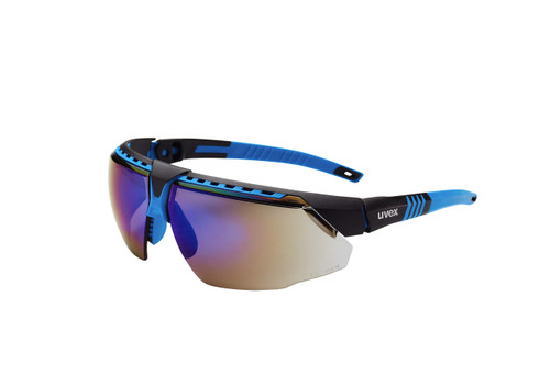 UVEX by Honeywell by Honeywell Avatar Safety Glasses Blue Frame with Blue Mirror Lens & Anti-Scratch Hardcoat (S2873)