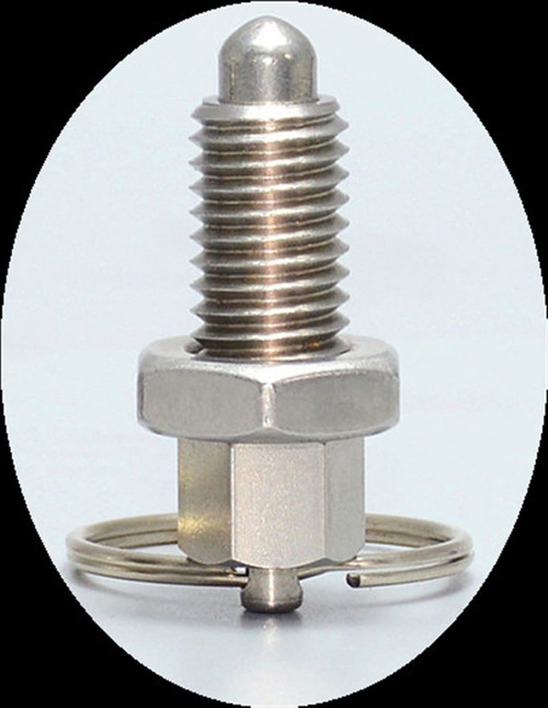 1Pcs Carbon Steel Thread Index Plungers Ring Type Indexing Plungers with Lock Coarse Thread (Color : LHFSS-Round Head, Size : M12-8)