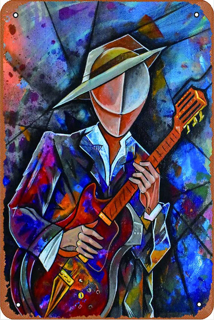 Ysirseu Blues Guitarist Jazz Musician Rock Music for Fan Poster Retro Metal Tin Vintage Sign 12 X 8 Inch Bar Music Club Man Cave Room Wall Decor