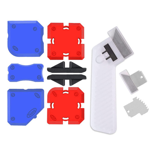 11 Piece Set ?Professional Caulking Tool Kit with Sealant Finishing Tools?Easy Silicone Caulking with Guides?Caulk Removal Tools and Fill Removal Tool Silicone Fill