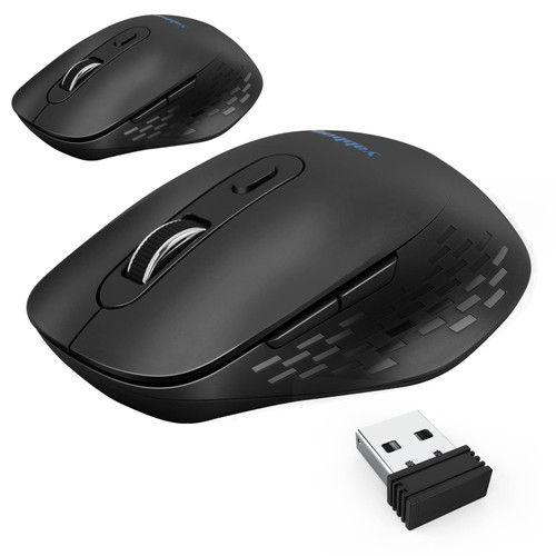 YABBOQ Black & White Wireless Mouse, 2023 Version 2.4G Wireless Computer Optical Mouse, Ergonomic Mouse 6 Buttons, 800/1200/1600 DPI, with USB Receiver Portable Mouse for Laptop, PC, MacBook, Desktop