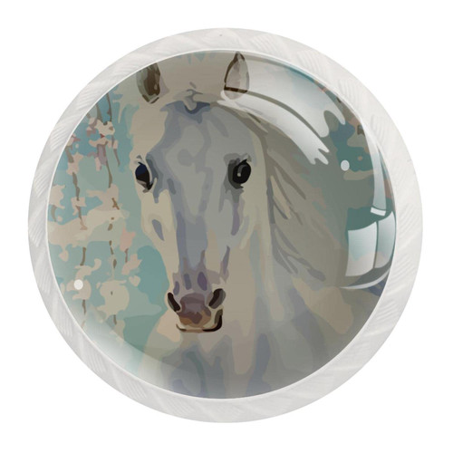 TBOUOBT 12 Pack Kitchen Cabinet Knobs, Drawer Knobs, Dresser Knobs, Drawer Pulls, Dresser Drawer, Handles Knobs, Painting Blossoms White Horse