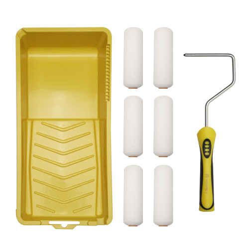 Voomey 4" Foam Paint Roller Kit, 8 Piece 4 Inch Mini Paint Roller,Small Roller Paint Brush,Small Paint Roller with Tray, Frame, for Painting Flat Walls, Cabinets, Doors Voomey 4" Foam Paint Roller Kit, 8 Piece 4 Inch Mini Paint Roller,Small Roller Paint Brush,Small Paint Roller with Tray, Frame, for Painting Flat Walls, Cabinets, Doors