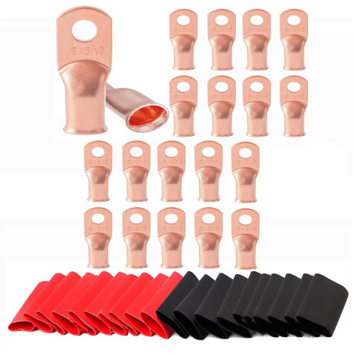 20pcs 6AWG-5/16"Battery Lugs,Copper Wire Lugs,Heavy Duty Battery Cable Ends,Tubular Ring Terminals,AWG Crimp Wire Ring Lugs,Battery Terminal Connectors with 3:1 Heat Shrink Tubing 20pcs 6AWG-5/16"Battery Lugs,Copper Wire Lugs,Heavy Duty Battery Cable Ends,Tubular Ring Terminals,AWG Crimp Wire Ring Lugs,Battery Terminal Connectors with 3:1 Heat Shrink Tubing