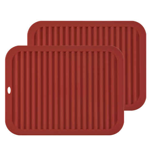 Smithcraft Silicone Trivets for Hot Dishes, Pots and Pans, Hot Pads for Kitchen Counter, Silicone Pot Holders Mats, Heat Resistant Mat for Quartz Countertops, Multi Use Trivet Mat Set 2 Merlot Red